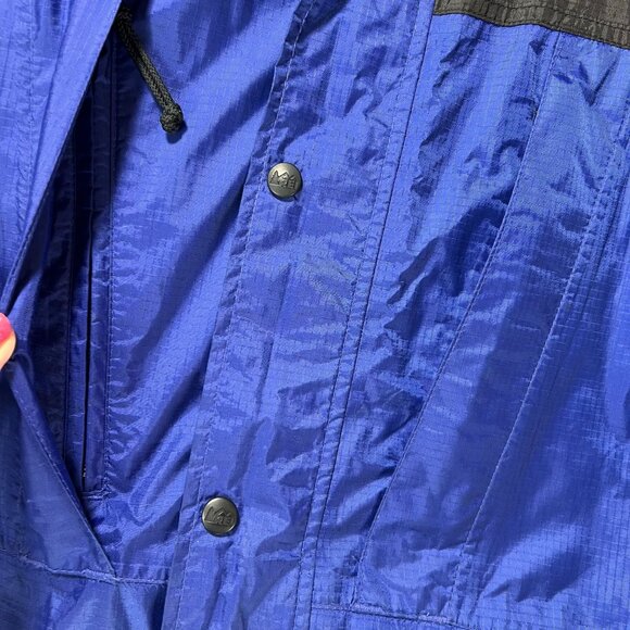 Vtg REI Gore-Tex Hooded Jacket Black Blue Waterproof Mesh Lining Pockets Mens L - Picture 6 of 16